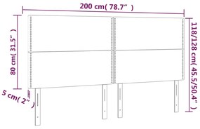 Cabeceira cama c/ LED couro artif. 200x5x118/128 cm cappuccino