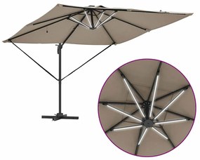 Parasol Cantilever Roma da com LEDs - Taupe (286 x 285 x 270 cm) - Alu