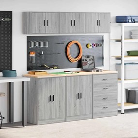 vidaXL Armários de garagem 6 pcs derivados de madeira cinzento sonoma