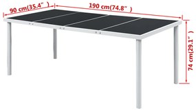 Mesa de jardim 190x90x74 cm preto aço