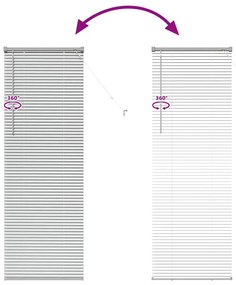 Persiana de Janela com cortinas Manual Prata 80 x 130 cm Alumínio