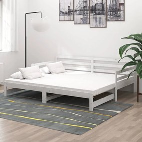 vidaXL Estrutura sofá-cama de puxar 2x(90x200) cm pinho maciço branco