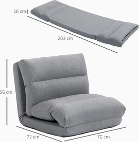 Poltrona de chão, sofá reclinável, poltrona convertível em cama, reclinável de 90° a 180°, tecido - 70 x 72 x 56 cm - cinzento