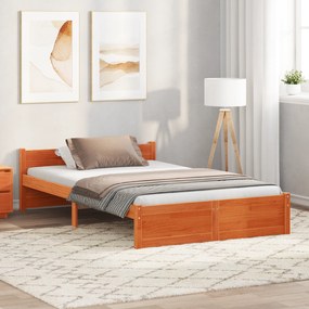 vidaXL Estrutura da Cama com cabeceira Castanho-mel 120 x 200 cm