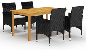 vidaXL 5 pcs conjunto de jantar para jardim preto