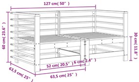 Sofás de canto para jardim 2 pcs madeira de pinho maciça cinza