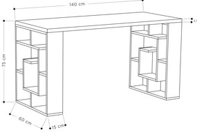Secretária de Estudo &amp; Estante Extra – Carvalho Preto – Secretária 120