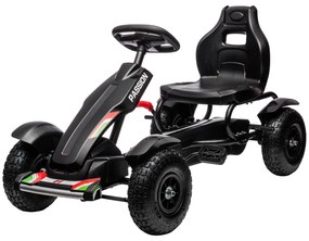 Kart a Pedais para Crianças com Assento Ajustável Pneus de Goma Travão de Mão para Crianças de 5-12 Anos 121x58x61 cm Branco
