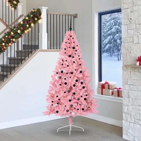 vidaXL Árvore de Natal Artificial Pré-iluminada Rosa 240 cm PVC