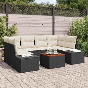 vidaXL Conjunto de Sofá de 7 Peças com Almofadas Preto Rattan Sintético Acácia
