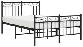 Estrutura de cama com cabeceira e pés 120x200 cm metal preto