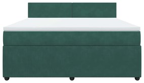 Cama com molas/colchão 180x200 cm veludo verde-escuro