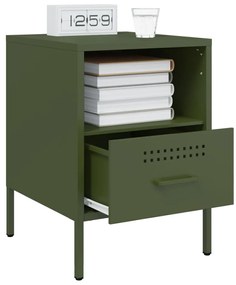 Mesas de cabeceira 2 pcs 36x39x50,5 cm aço verde azeitona