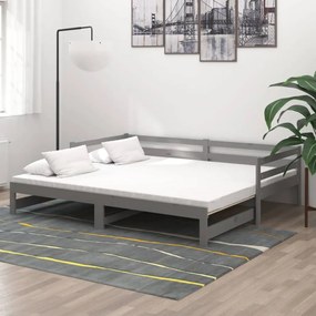 vidaXL Estrutura sofá-cama de puxar 2x(90x200)cm pinho maciço cinzento