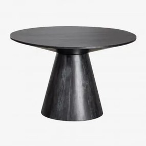 Mesa De Jantar Redonda Em Madeira De Mangueira Weymar Preto Claro & Ø120 Cm - Sklum