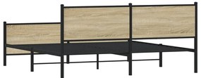 Estrutura de cama sem colchão 200x200cm metal carvalho sonoma