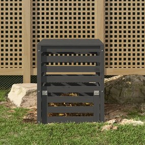 vidaXL Caixote de compostagem 63,5x63,5x77,5cm pinho maciço cinzento