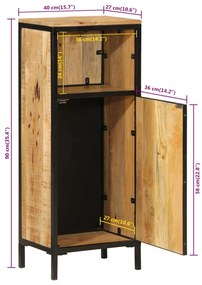 Móvel de casa de banho 40x27x90 cm mangueira maciça e ferro