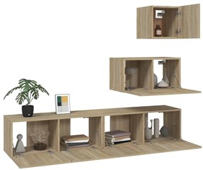 Conjunto móveis de TV 4 pcs madeira processada carvalho sonoma