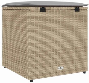 Caixa de Armazenamento ao Ar Livre Bege Rattan Sintético Média
