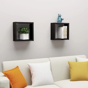 Prateleiras de parede em forma de cubo 2 pcs 30x15x30 cm preto