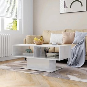 vidaXL Mesa de centro 103,5x50x44,5 cm contraplacado branco brilhante