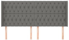 Cabeceira cama c/ abas tecido 203x16x118/128 cm cinzento-escuro