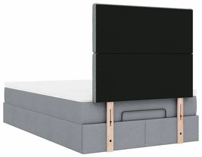 Estrutura cama otomana colchão 120x200 cm tecido cinzento claro