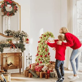 Arvore de Natal Fantasiosa de 150 cm Topo Flexível Artificial com Luzes (DECORAÇÃO NÃO INCLUIDA) para Festas e 216 Pontas de Galhos Verdes