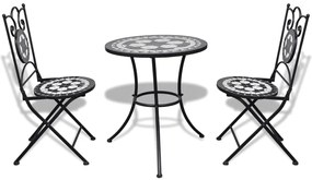 Conjunto bistrô azulejos de cerâmica 3 pcs preto e branco