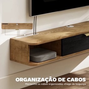 Móvel de TV Sala de Estar com Prateleira de Parede 120x24x16 cm Armário Orifícios para Cabos para Televisão de Parede Carvalho