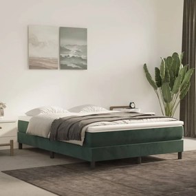 Estrutura de cama com molas 140x190 cm veludo verde-escuro