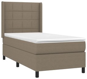 Cama box spring + colchão/LED 90x200cm tecido cinza-acastanhado