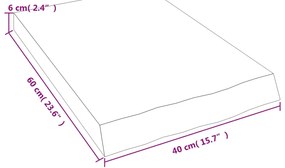 Prateleira de parede 40x60x(2-6) cm carvalho maciço não tratado
