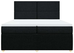 Cama com molas/colchão 200x200 cm tecido preto