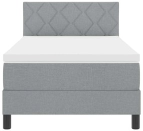 Cama Box Spring com Colchão Cinza Claro 90x190 cm Tecido
