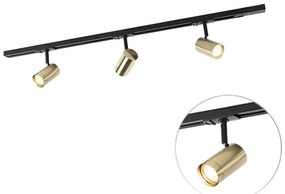 LED Sistema de calhas inteligentes preto com dourado monofásico 3 luzes incl. WiFi GU10 - Jeana Moderno