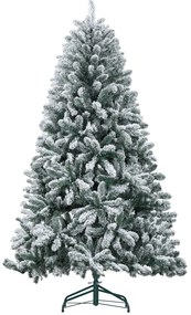 HOMCOM Árvore de Natal Artificial Nevado 180 cm com 796 Ramos e Suporte de Metal Árvore Natalina Nevado para Interior Verde