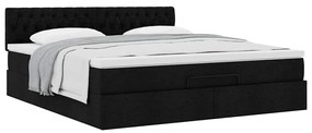 Estrutura de cama otomana com colchão 180x200 cm tecido preto