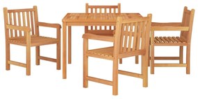 5 pcs conjunto de jantar p/ jardim madeira de teca maciça