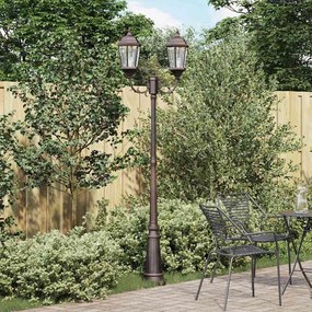 vidaXL Poste de Luz de Jardim 2-Lâmpada E27 Bronze 235 cm Alumínio