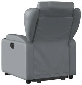 Poltrona reclinável elevatória couro artificial cinzento
