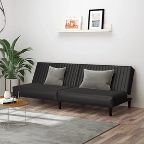 337660 vidaXL Sofá-cama de 2 lugares couro artificial preto