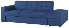 Sofá-cama de 3 lugares com repousa-pés  em tecido azul marinho  FALSTER Beliani