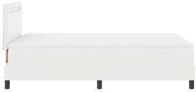 Cama Box Spring Branca com Colchão, Casal Pequena, Couro Sintético