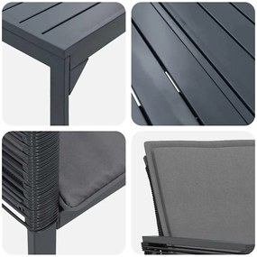 Conjunto de Jantar com Almofadas Manual 9 pcs Antracite Médio