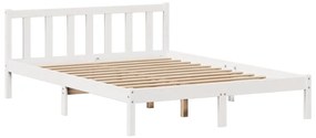 Cama com estante sem colchão 140x190 cm pinho maciço branco