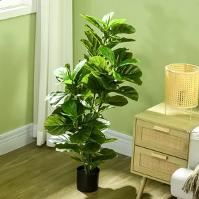 Planta Artificial Ficus 110 cm Planta com 90 Folhas Musgo e Vaso Planta Artificial Decorativa para Interior e Exterior Verde