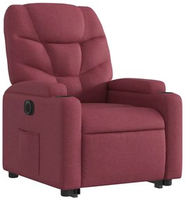 Poltrona reclinável elevatória elétrica tecido vermelho-tinto