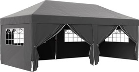 Outsunny Pavilhão aprox. 6x3m Estável Resistente ao Inverno Pop-up Pavilhão Dobrável com Janela Porta com Zíper Painéis Laterais Proteção UV | Aosom Portugal